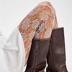 FREE PEOPLE Vintage Floral Fishnet Tights, One Size